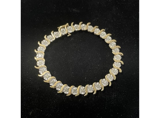 10k Gold Tennis Bracelet With 30 Small Round  Diamonds