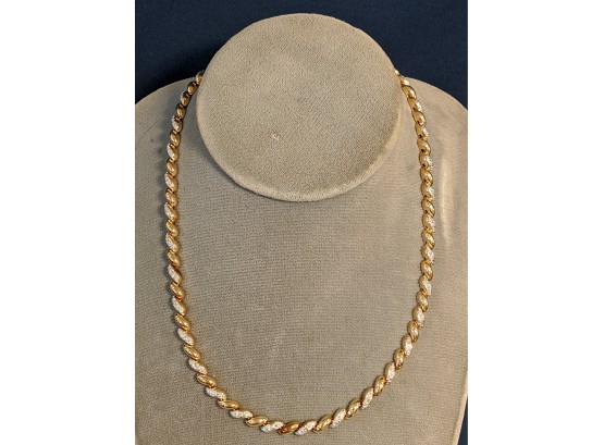 18K Yellow Gold Over Sterling Silver (.925) Genuine Diamond 17' Necklace