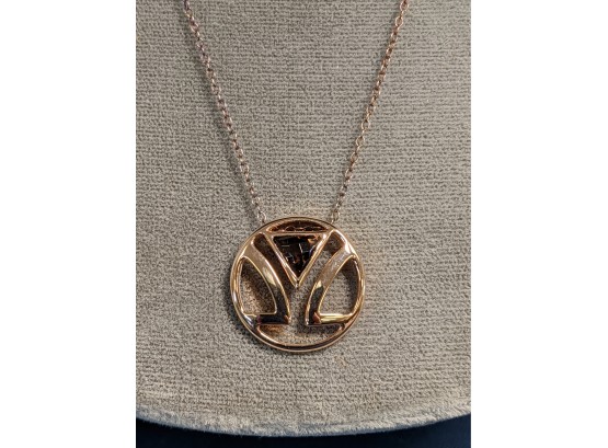 Limited Edition Le Vian (Levian) Logo Chocolate Topaz Necklace On Rose Gold Over .925 Silver Chain