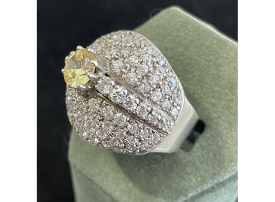 Leach & Garner .925 Cocktail Ring With Yellow Center Stone Size 7.75