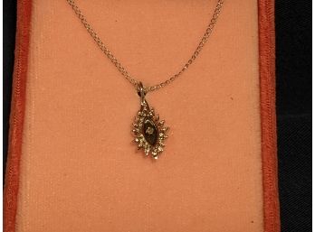 Vintage Anson Sterling Silver (.925) Necklace 18' Chain Genuine Diamond In Original Box