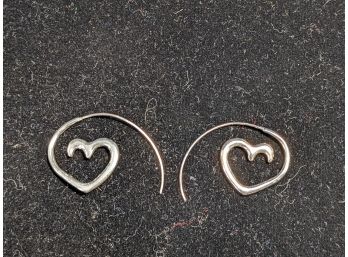 Beautiful Open Heart Sterling Silver Hald Hoop Earrings