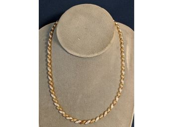 18K Yellow Gold Over Sterling Silver (.925) Genuine Diamond 17' Necklace