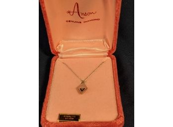 Vintage Anson Sterling Silver (.925) Necklace 18' Chain Genuine Diamond