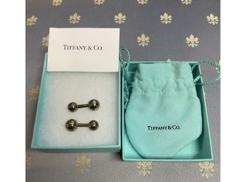 Tiffany & Co Sterling Silver Barbell Cufflinks In The Box Stamped Tiffany &Co