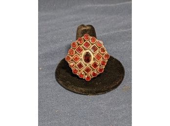 Garnets Galore! .925 Sterling Silver Ring With Multiple Shape Garnets Size 10.5