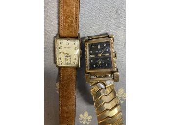 2 Mens Vintage Benrus And Akron Gold Filled Wrist Watches .