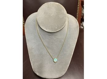 14k Gold Jelly Opal Necklace . 7 Inches Attached.