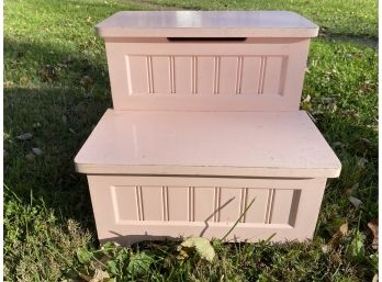 Pink Painted Step Stool With Storage