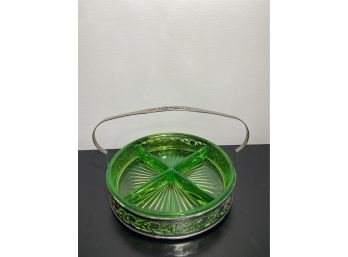 Green Glass Serving Tray/candy Dish