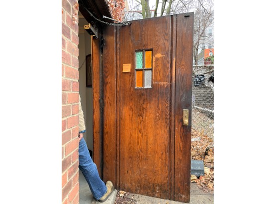 A White Oak Door With Leaded Stained Glass - Door #2
