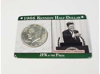 1966 Kennedy Silver  Half Dollar UNC Sealed  With History And Info Card