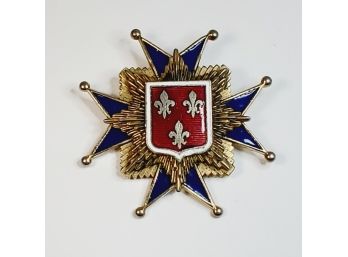 Unique Crest Enamel Inlay Shield Pin/pendant Fleur De Lis