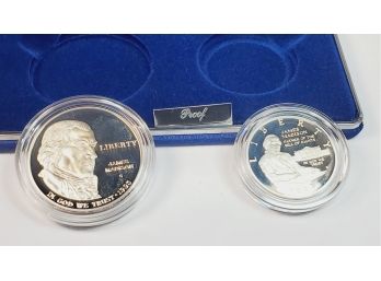US Mint 1993 BILL OF RIGHTS Coin Set Proof Silver Dollar And Proof Clad Half With Certificate