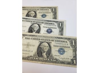 3 $1 Dollar Blue Seal Notes 1935  &  1957