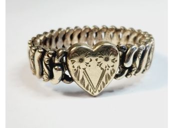 Antique American Queen Sterling  Base Gold Filled Pittman & Keeler Extension Sweetheart Bracelet From The 40's