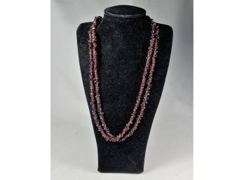 Beautiful Oversized Dark Deep Purple Beaded Stone Necklace