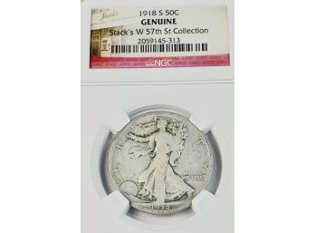 1918 S Walking Liberty Half Dollar NGC Stack's W 57 St. Collection