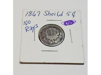 1867 Shield Nickel In 2x2 Post Civil War