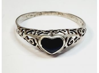 Vintage Sterling Silver Filigree Heart Ring