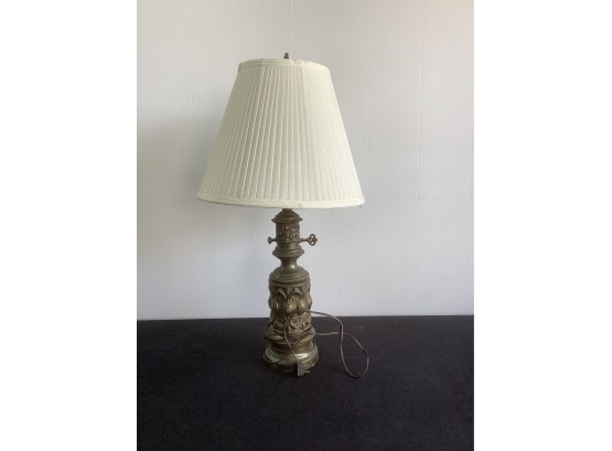 Brass Lamp With White Shade