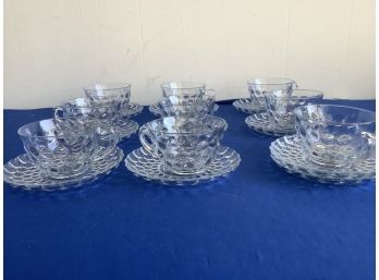 Blue Fostoria Cups And Saucers Lot