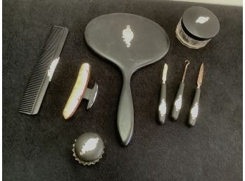 Mid Century Black Plastic Vanity Set