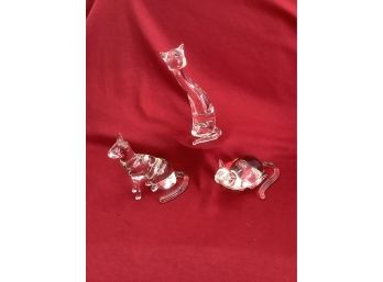 Crystal Cat Lot Of 3
