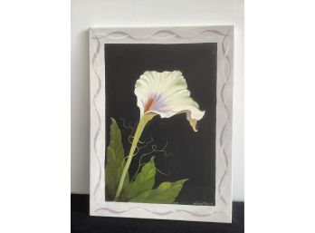 Wendy Roberts Signed Painting Of A Single Flower