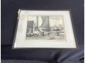 'the Lumber Wharf' Signed Original Lithograph By Gordon Grant