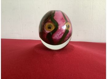 Pink Yellow And Green Paper Weight With Pen Hole