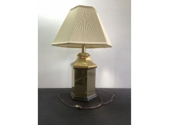 Hexagon Brass Lamp With White Shade