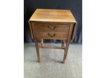 Small Table With Folding Leaves And Two Drawers
