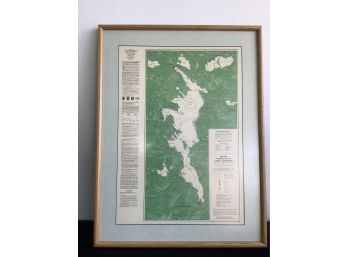 Framed 1986-1987 Navigation Chart Of Lake Sunapee