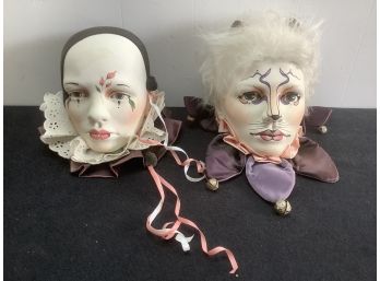 Ceramic Circus Mask Decor Lot Of 2