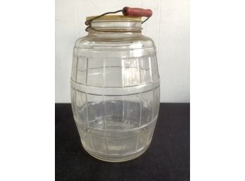 Barrel Glass Jar With Red Handle