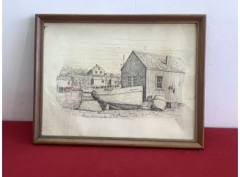 C.m. Goff Print Of Boats At Dock