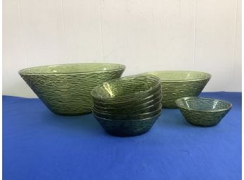 Green Glass Bowl Lot