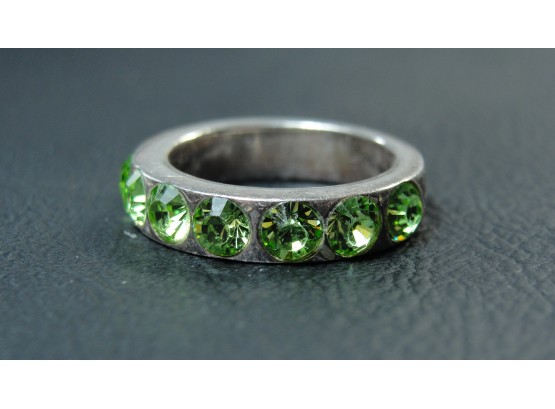 Sterling Silver & Peridot Ring - Size 6