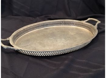 Large Castilian Indian Silverplate Oval Tray With Beautiful Detailing