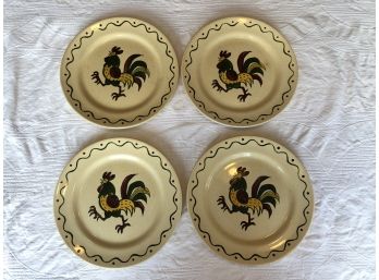 PoppyTrail California Prvencial Handpainted Rooster Plates- Set Of 4