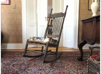 Antique Rocking Chair With Beautiful Floral Chance Cushion