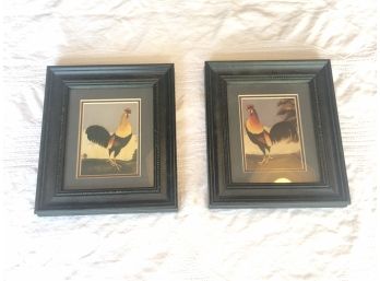 Pair Of Framed Rooster Prints By Paul Kitchen