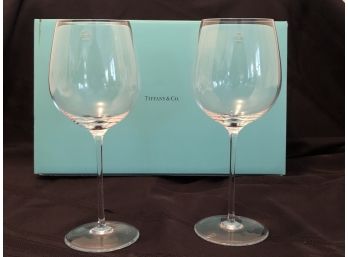 Pair Of Tiffany & Co. Wine Glasses In Box