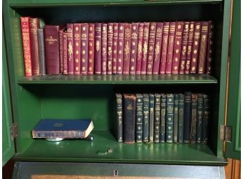 Fabulous Group Lot Of Fifty (50) Antique Leather Bound Books - Smaller Scale Size - Great Decorator Lot !