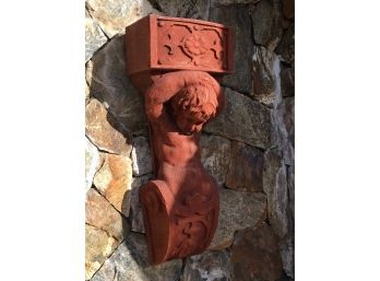 Fabulous Terra Cotta Colored Corbel With Putti INCREDIBLE Details & Quality - Nice Large Size 30' - Nice !