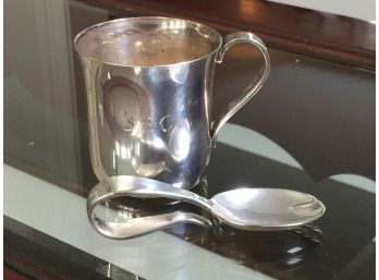 Fabulous Sterling Silver TIFFANY & Co. Sterling Silver Baby Cup & Feeding Spoon - Excellent Condition !