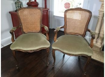 (2 Of 2) - Stunning Vintage Hand Carved French Armchair / Fauteuil - Lovely Vintage Upholstery