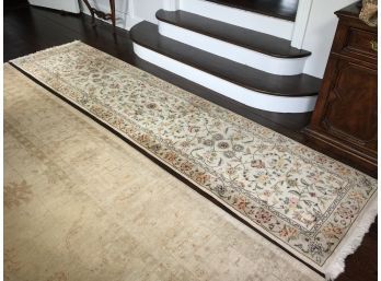Beautiful Hand Knotted Runner - Excellent Condition - Nice Neutral Colors - Ivory - Red - Pink - Green