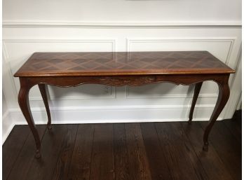 Wonderful Vintage Queen Anne Sofa / Console  Table - Walnut With Very Pretty Marquetry Top - Beautiful Patina
